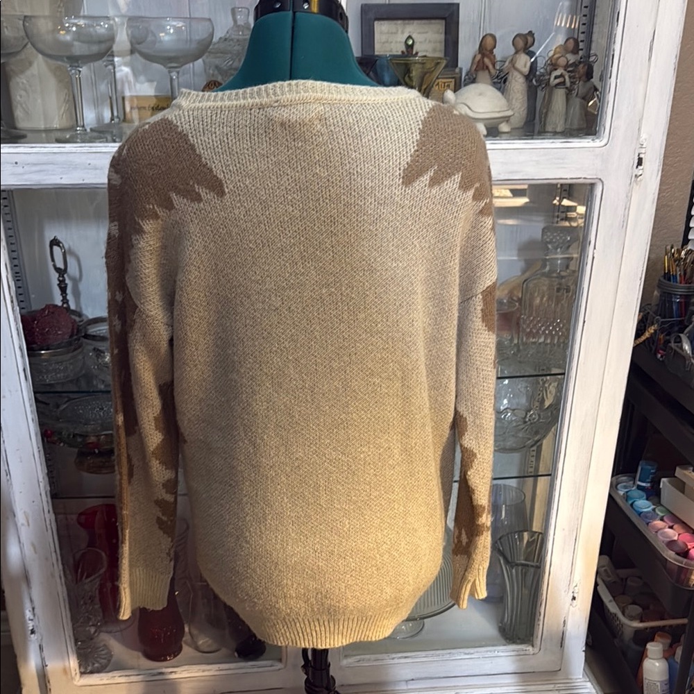 Eagle Patterned Beige Sweater - image 3
